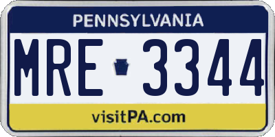 PA license plate MRE3344