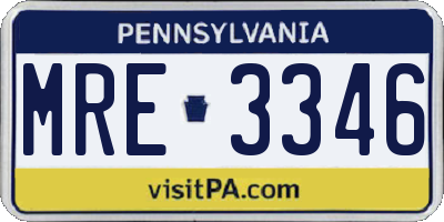 PA license plate MRE3346