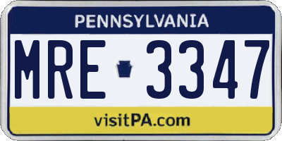 PA license plate MRE3347