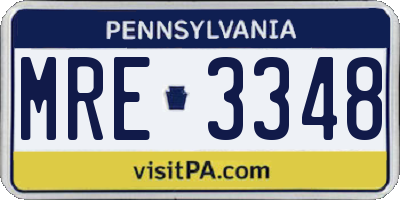 PA license plate MRE3348