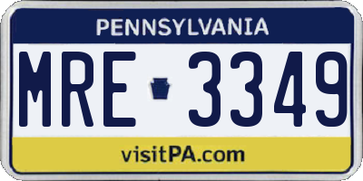 PA license plate MRE3349