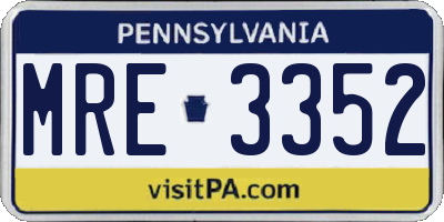 PA license plate MRE3352