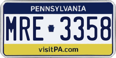 PA license plate MRE3358