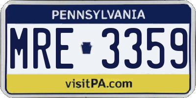 PA license plate MRE3359