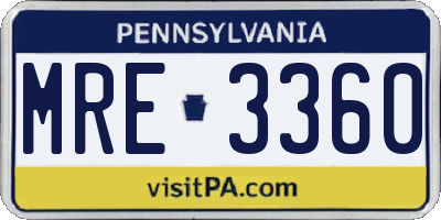 PA license plate MRE3360