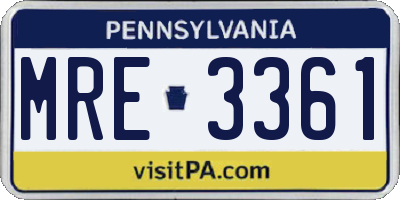 PA license plate MRE3361