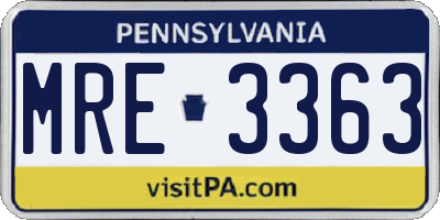 PA license plate MRE3363
