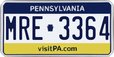 PA license plate MRE3364