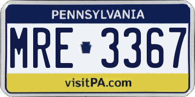 PA license plate MRE3367
