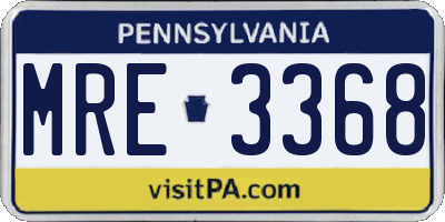 PA license plate MRE3368