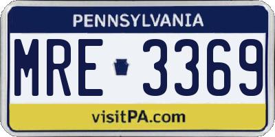 PA license plate MRE3369