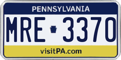 PA license plate MRE3370