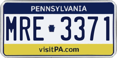 PA license plate MRE3371