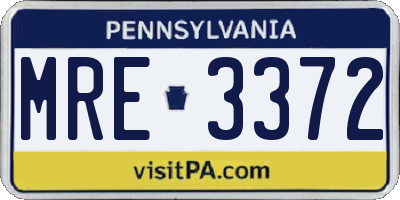 PA license plate MRE3372