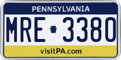 PA license plate MRE3380