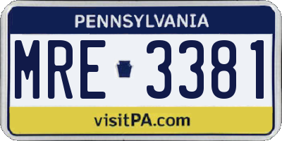 PA license plate MRE3381