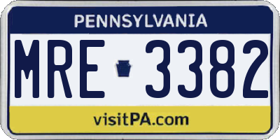 PA license plate MRE3382