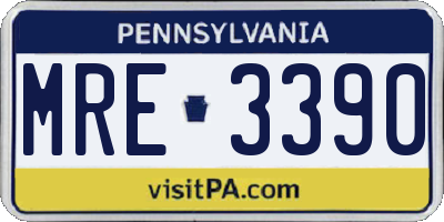 PA license plate MRE3390