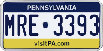 PA license plate MRE3393