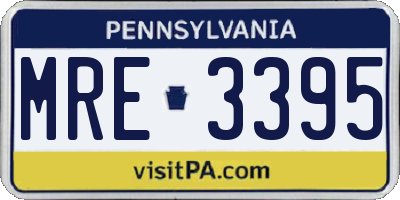 PA license plate MRE3395