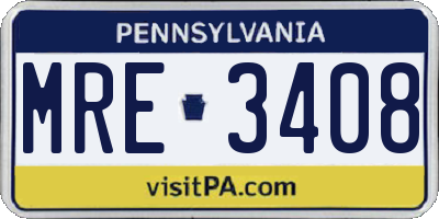 PA license plate MRE3408