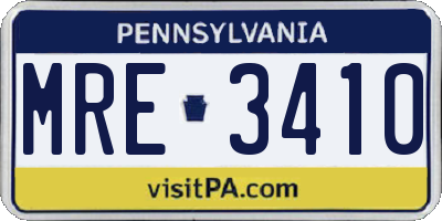 PA license plate MRE3410