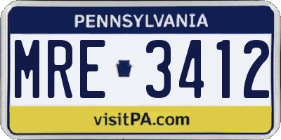 PA license plate MRE3412
