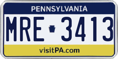 PA license plate MRE3413