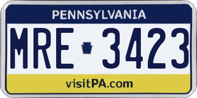 PA license plate MRE3423