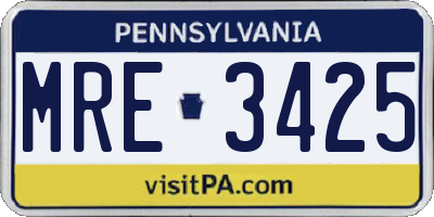 PA license plate MRE3425