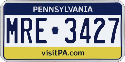 PA license plate MRE3427
