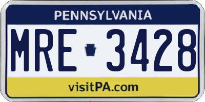 PA license plate MRE3428