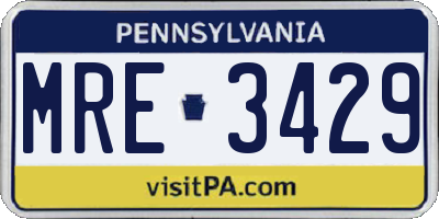 PA license plate MRE3429