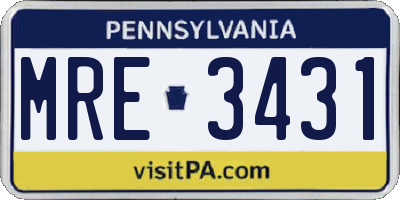 PA license plate MRE3431