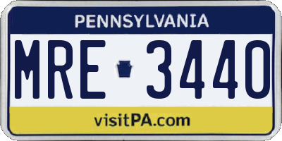 PA license plate MRE3440