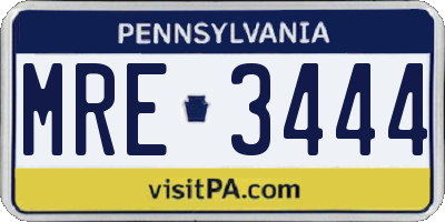 PA license plate MRE3444