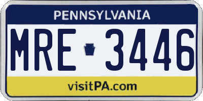 PA license plate MRE3446