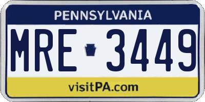 PA license plate MRE3449