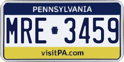 PA license plate MRE3459