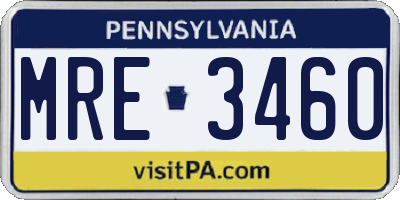 PA license plate MRE3460