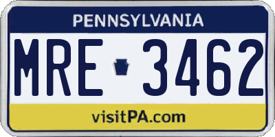 PA license plate MRE3462