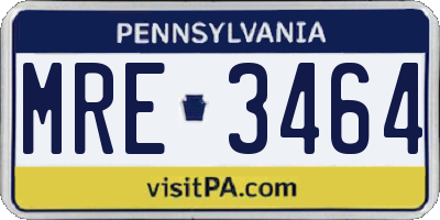 PA license plate MRE3464
