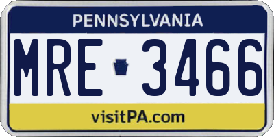 PA license plate MRE3466