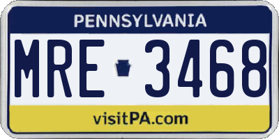 PA license plate MRE3468