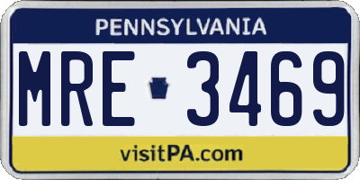 PA license plate MRE3469