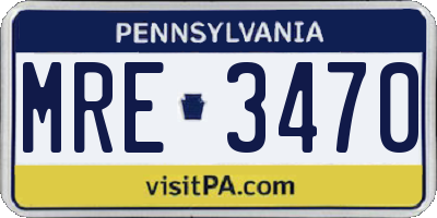 PA license plate MRE3470