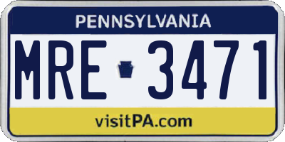 PA license plate MRE3471