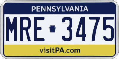 PA license plate MRE3475