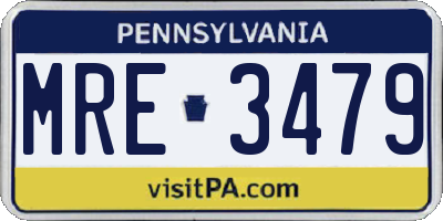 PA license plate MRE3479