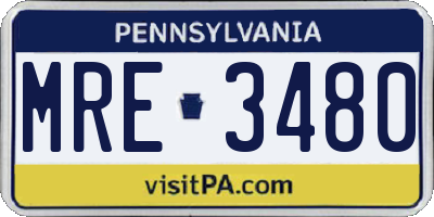 PA license plate MRE3480
